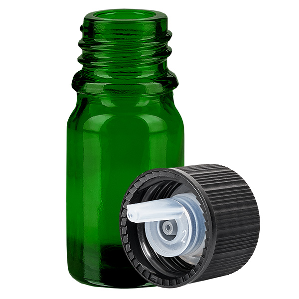 Frasco cuentagotas de 5ml 1mm negro tapón estándar GreenLine UT18/5 Frasco cuentagotas de 5ml 1mm negro tapón estándar GreenLine UT18/5