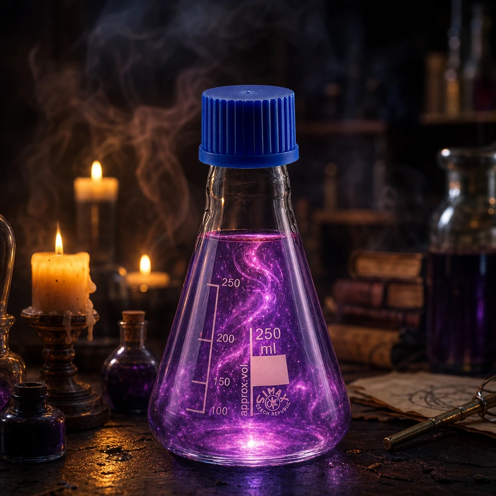 Erlenmeyer 250ml con tapón de rosca Frasco de laboratorio de 250 ml de robusto vidrio de borosilicato con tapón de rosca azul hermético