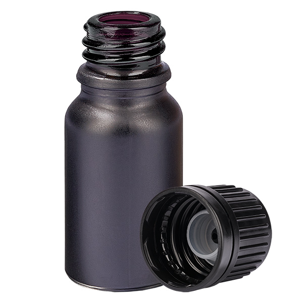 Frasco glóbulo 10ml 3mm anillo vertedor cierre inviolable negro BlackL. UT18/10 Frasco glóbulo 10ml 3mm anillo vertedor cierre inviolable negro BlackL. UT18/10