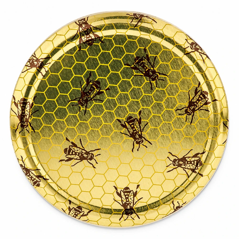 Tapa para tarros de 82 mm, modelo TO82, con diseño de panal de abeja y abejas doradas, de UNiTWIST