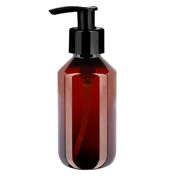 Botella PET 200ml con bomba dispensadora negra Botella PET 200ml con bomba dispensadora negra