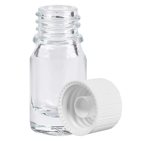 Frasco de 5 ml con tapón de rosca de 11 mm blanco ClearLine estándar UT18/5 Frasco de 5 ml con tapón de rosca de 11 mm blanco ClearLine estándar UT18/5