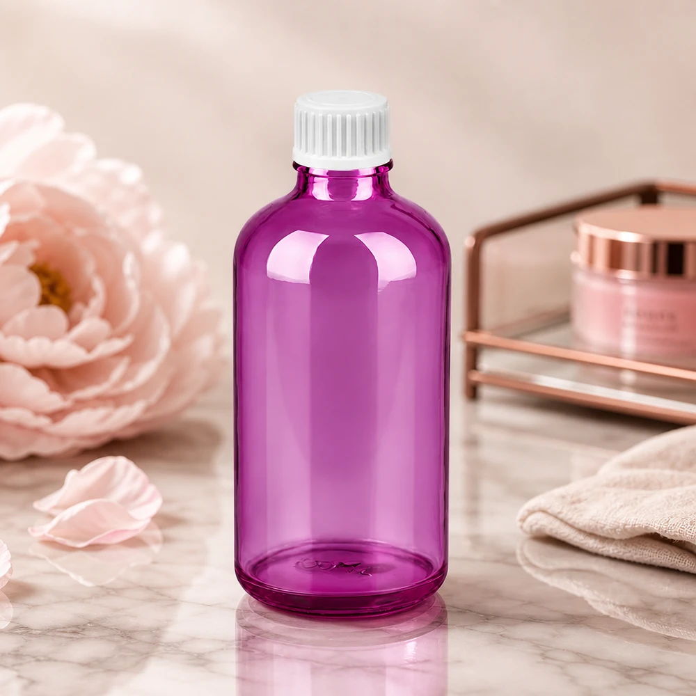Frasco cuentagotas ergonómico de 100 ml con forma estilizada y asa antideslizante para un fácil manejo