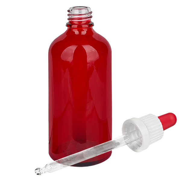 Frasco pipeta 100ml blanco/rojo cierre inviolable RedLine UT18/100 Frasco pipeta 100ml blanco/rojo cierre inviolable RedLine UT18/100