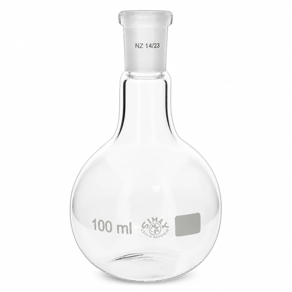 Frasco de vidrio borosilicato de 100 ml con junta esmerilada estándar 14/23 para aplicaciones de laboratorio