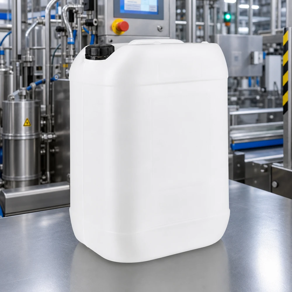 Bidón industrial de 25 litros, blanco, con tapón de rosca, para líquidos químicos