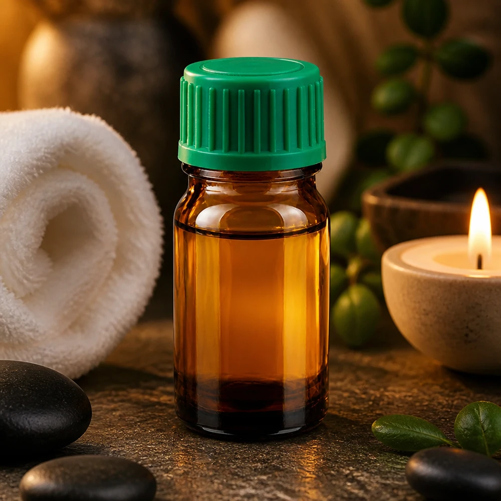 Frasco cuentagotas pequeño de 5 ml de vidrio marrón con tapón verde para aceites esenciales y esencias