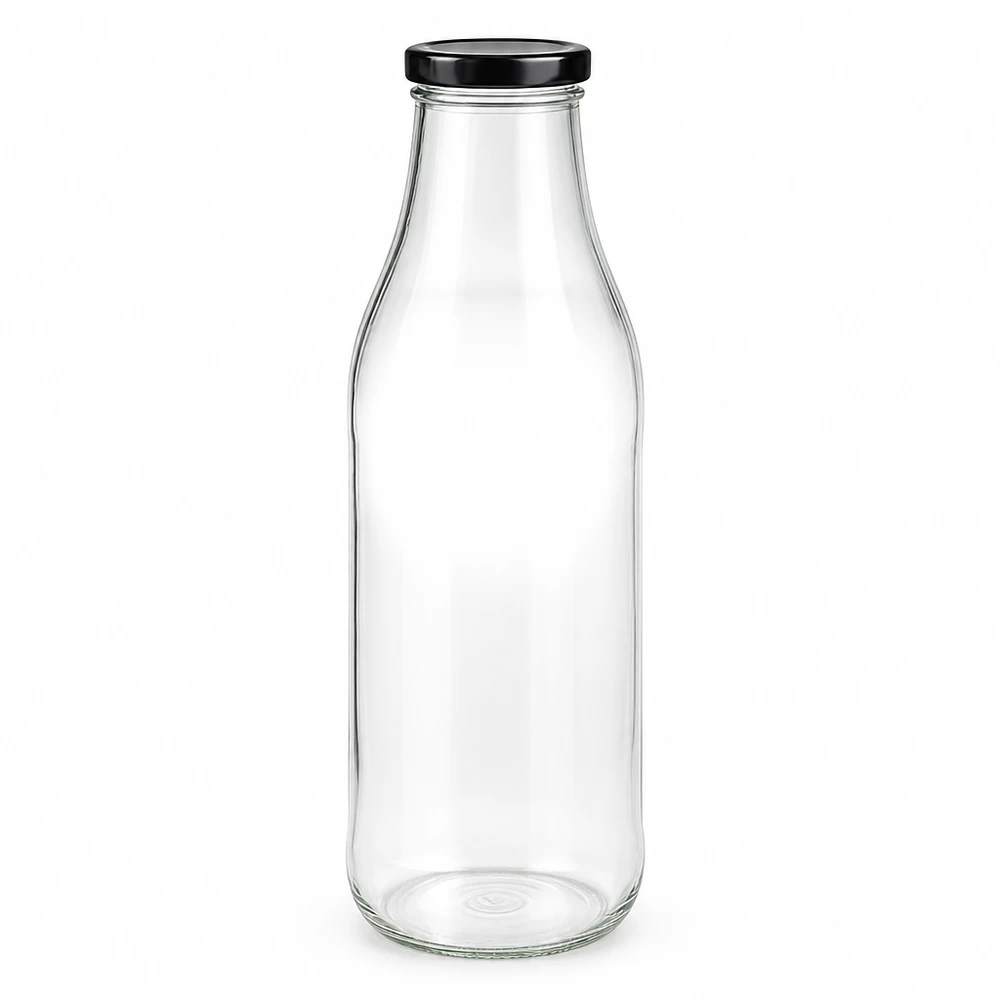 Botella de vidrio de 1000 ml + tapa BasicSeal negra UNiTWIST Frasco de vidrio de 1000 ml con tapa negra BasicSeal No certificado para alimentos y bebidas