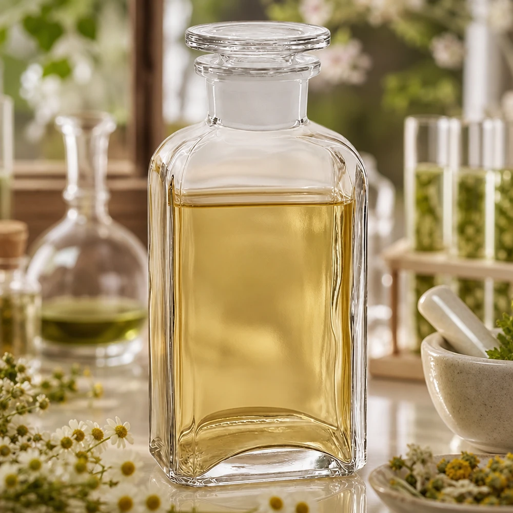 Frasco cuadrado transparente de cuello ancho, de 250 ml, con tapón plano de cristal, para aceites esenciales y tinturas