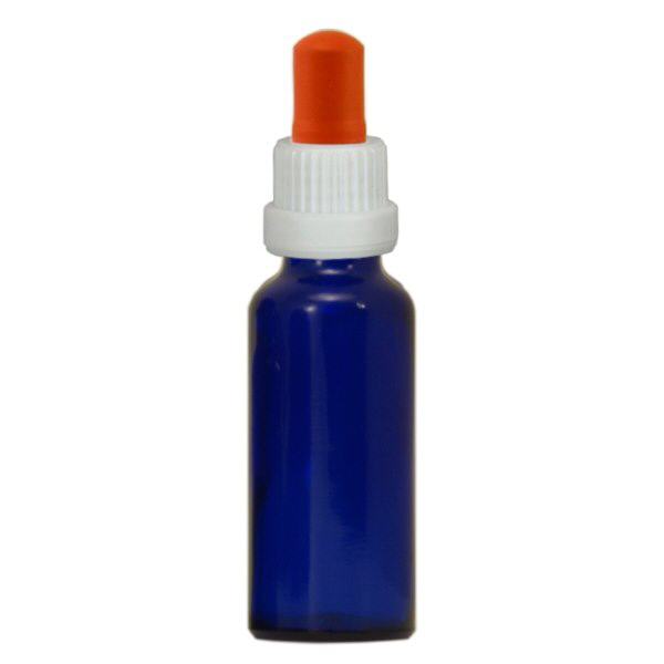 Botella de farmacia azul pipeta 30ml blanco/rojo estándar