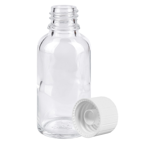 Botella 30ml 11mm tapón rosca blanco estándar ClearLine UT18/30 Botella 30ml 11mm tapón rosca blanco estándar ClearLine UT18/30