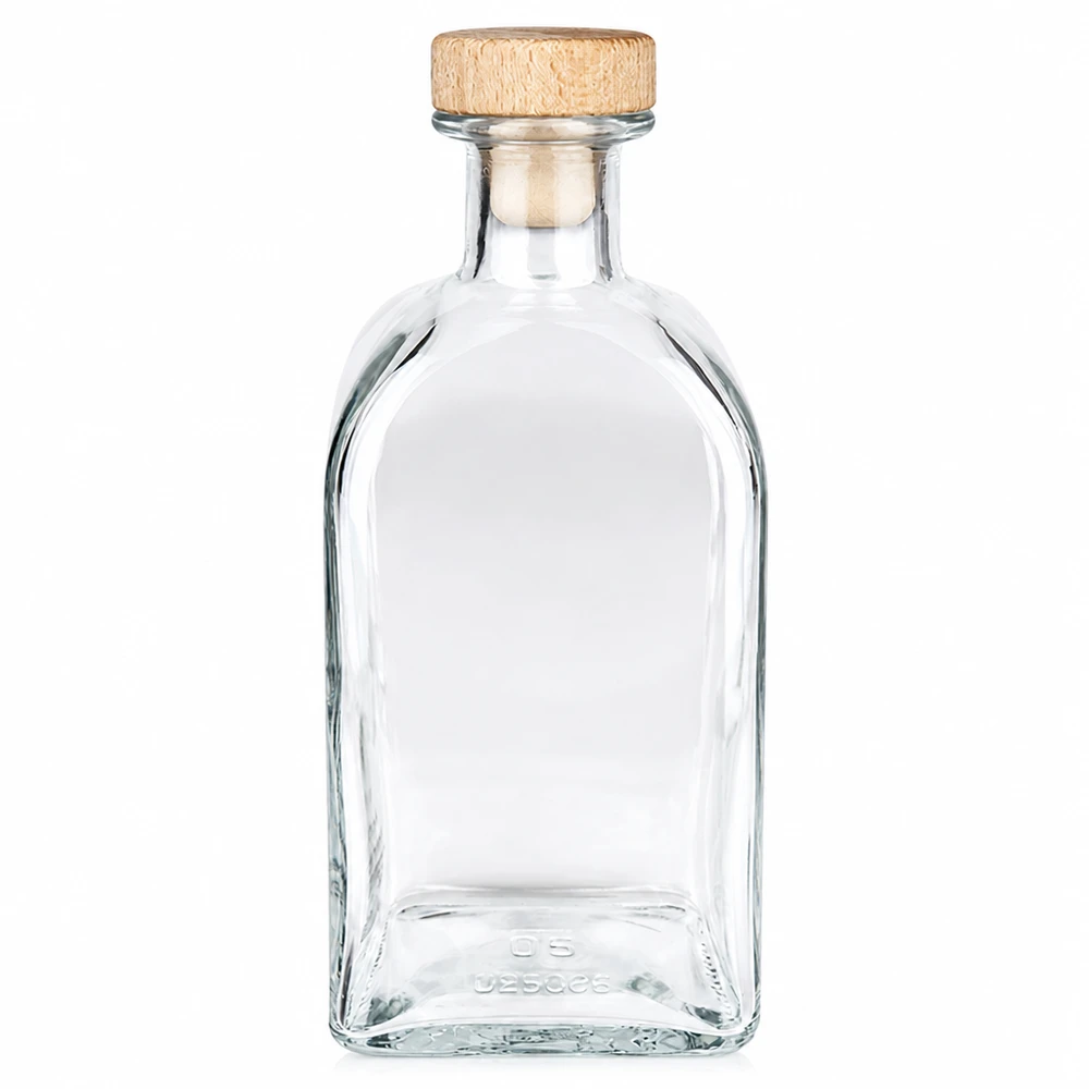 Botella de cristal de 500 ml Julia con asa de madera corcho UNiTWIST transparente vacía Foto del producto independiente