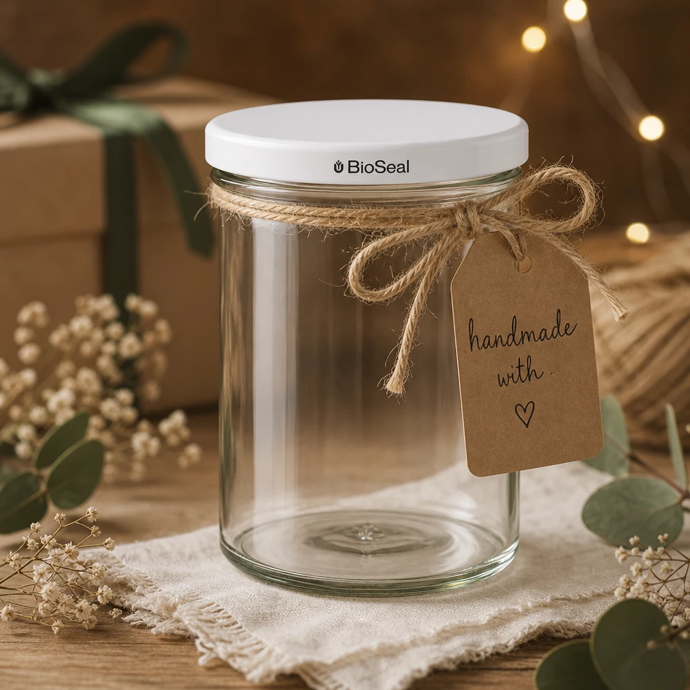 Los vasos UNiTWIST de 435 ml como envoltorio de regalo con cordón de rafia y colgante hecho a mano muestran ideas creativas de decoración DIY