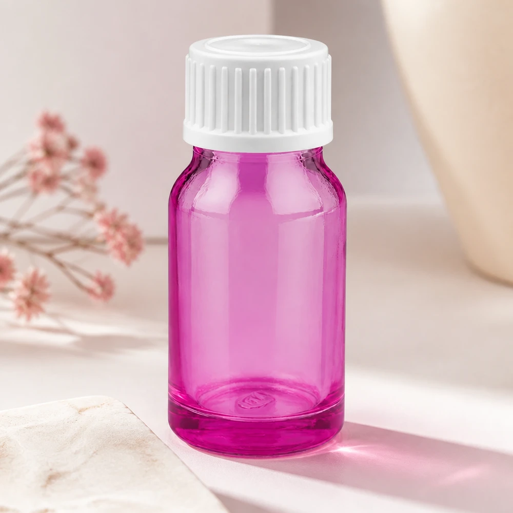 Frasco cuentagotas de 10ml 0,9mm blanco estándar PurpleLine. UT18/10 Frasco cuentagotas compacto de 10 ml en elegante color violeta con tapón de rosca blanco para sustancias líquidas