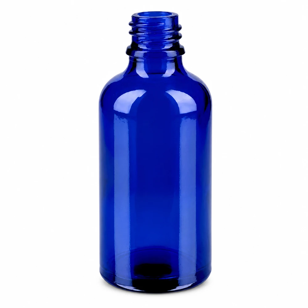 Frasco pulverizador de vidrio azul transparente de 100 ml para aceites esenciales y cosméticos