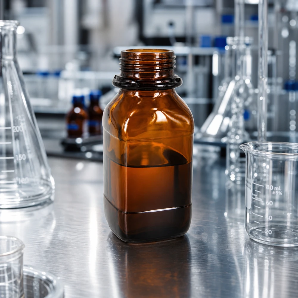 Frasco químico de 250 ml de vidrio ámbar con protección UV para aplicaciones profesionales de laboratorio
