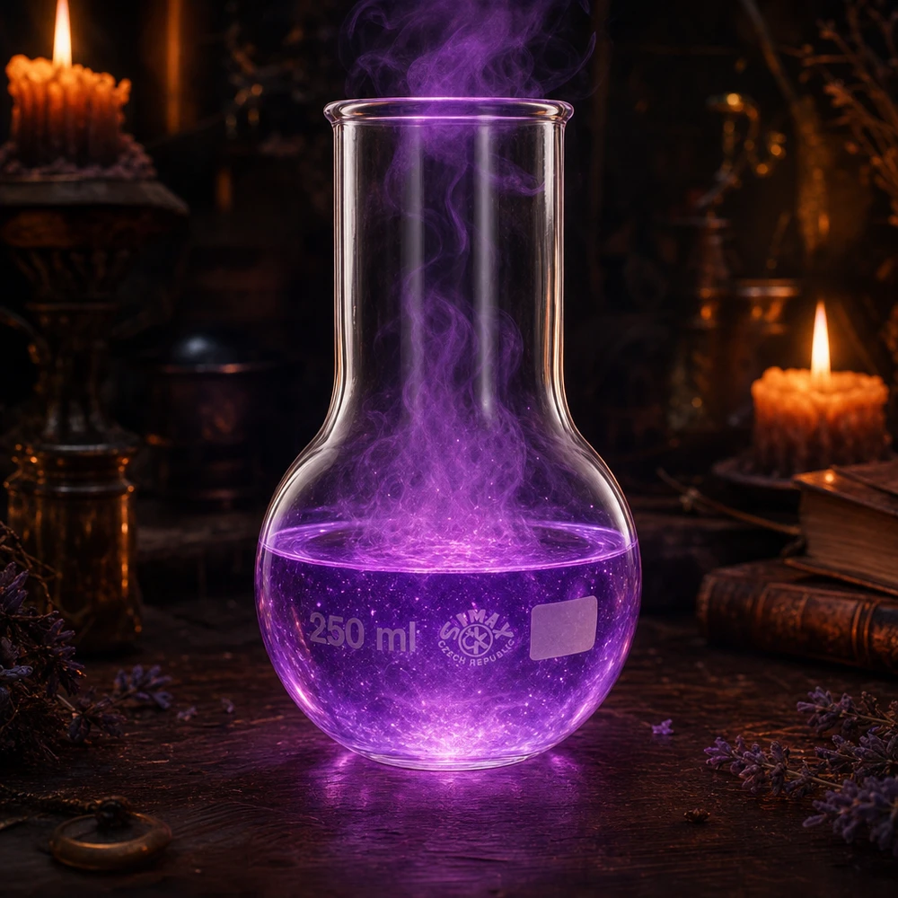 Termo 250 ml cuello ancho Frasco de 250 ml de cuello ancho con iluminación mística violeta para experimentos atmosféricos de laboratorio