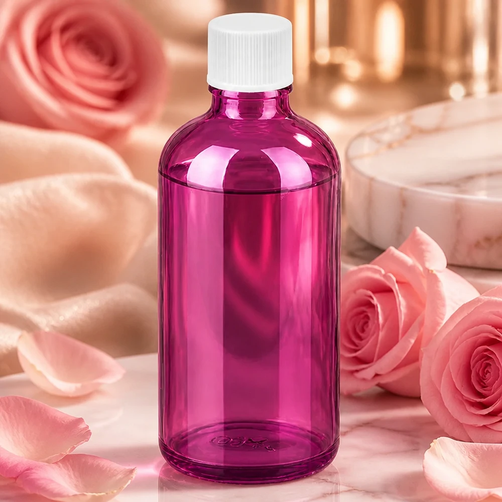 Frasco de 100 ml con tapón de rosca de 11 mm blanco estándar PurpleLine UT18/100 Frasco PurpleLine de 100 ml con tapón blanco ideal para cosmética DIY y productos naturales