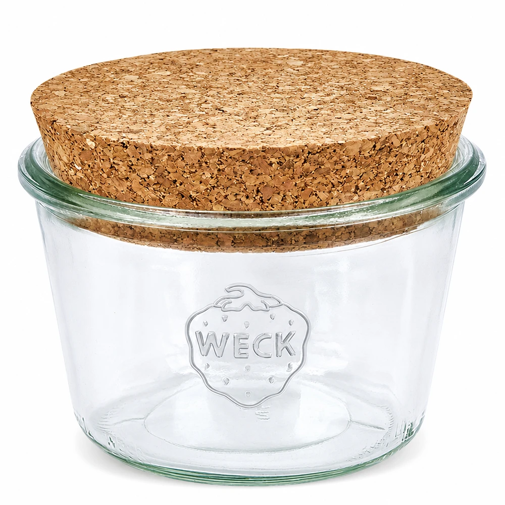 Vasos de 370ml WECK RR100 con corcho natural WECK RR100 Tarro de 370 ml con tapón de corcho natural Tarro transparente para almacenamiento