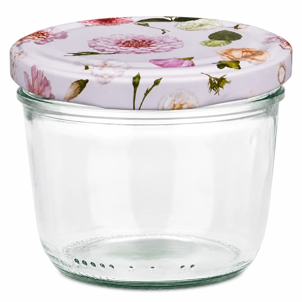 Vasos 230ml + tapa BasicSeal flor rosa UNiTWIST tarro de conservas de 230 ml con tapa BasicSeal motivo floral rosa tarro de conservas tarro de mermelada tarro de almacenaje