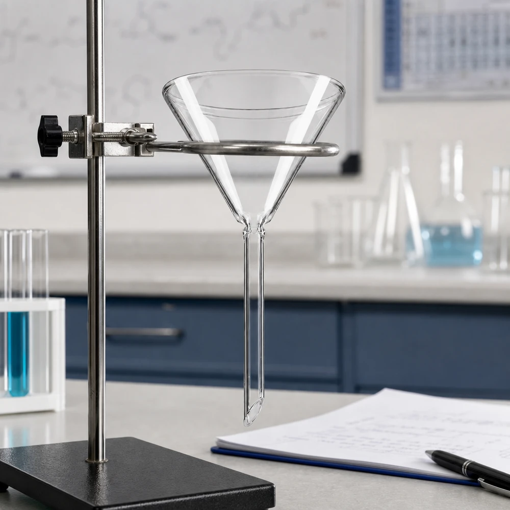 Embudo de cal sodada Ø 70 mm, ángulo de 60°, corto Embudo de vidrio de precisión con abertura de 70 mm y vástago corto para una dosificación exacta en laboratorios y química