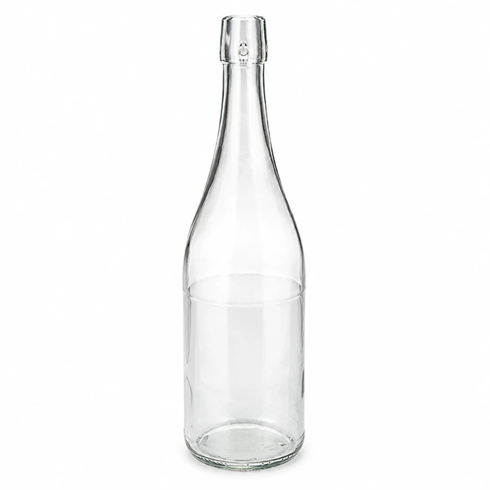 Botella de cristal de 750 ml sin tapón giratorio UNiTWIST Botella de cristal de 750 ml transparente sin tapón giratorio UNiTWIST vacía sobre fondo blanco Foto del producto 1