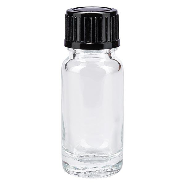 Botella de farmacia transparente 10ml tapón de rosca negro estándar Botella de farmacia transparente 10ml tapón de rosca negro estándar