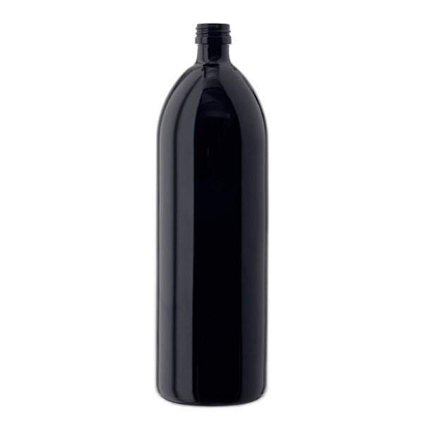 Botella de agua 1000ml redonda de vidrio violeta, DIN PP28cierre estándar Botella de agua 1000ml redonda de vidrio violeta, DIN PP28cierre estándar