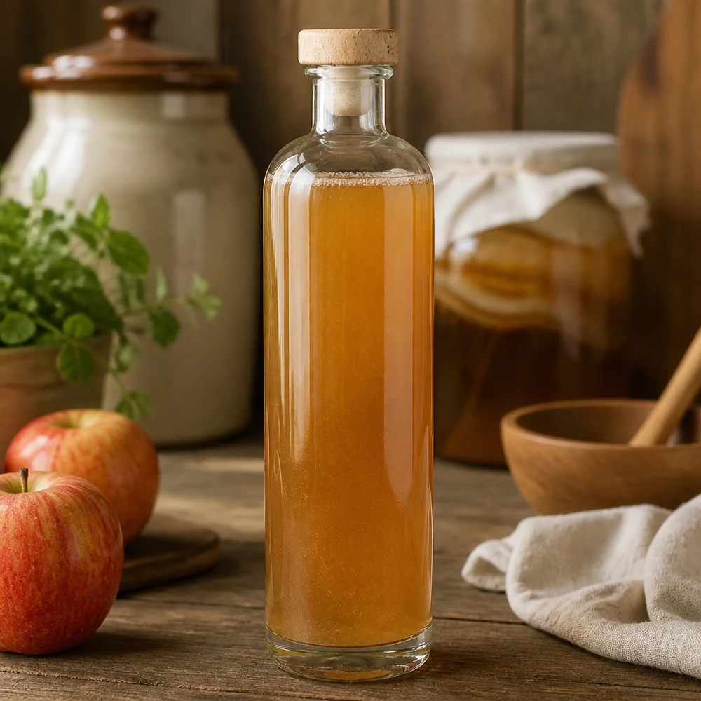 Botella de vidrio de 500 ml «Ella» con tapón de corcho con asa de madera UNiTWIST®