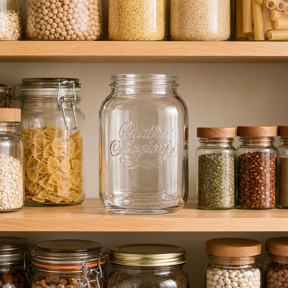 Tarro de cristal Quattro Stagioni de 3000 ml para almacenar pasta, especias y legumbres en la cocina organizada