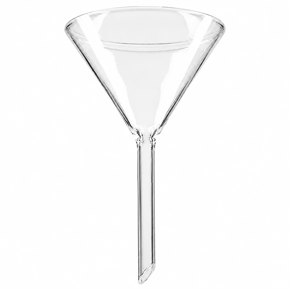 Embudo de borosilicato de 75 mm de diámetro con ángulo de 60 grados para aplicaciones de laboratorio