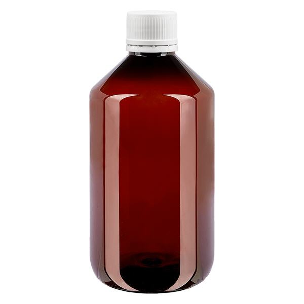Botella PET 500ml con tapón inviolable blanco, estriado fino Botella PET 500ml con tapón inviolable blanco, estriado fino