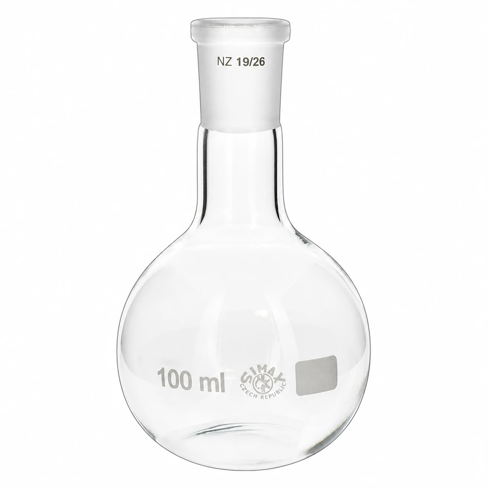 Matraz Erguido 100ml con junta esmerilada estándar 19/26 de vidrio borosilicato transparente para laboratorio