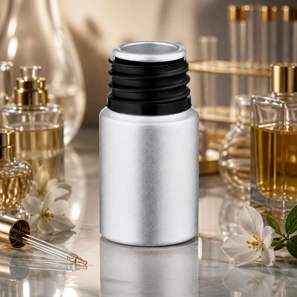 Frasco de aluminio de 10 ml de alta calidad con superficie tintada para perfumería profesional