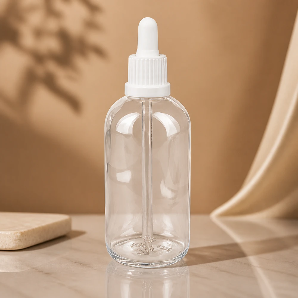 Frasco ClearLine de 100 ml con aplicador de pipeta blanco OV UT18 para sueros y productos cosméticos
