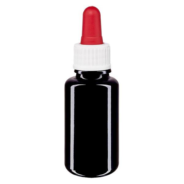 Botella de farmacia violeta 20ml pipeta blanca/roja estándar Botella de farmacia violeta 20ml pipeta blanca/roja estándar