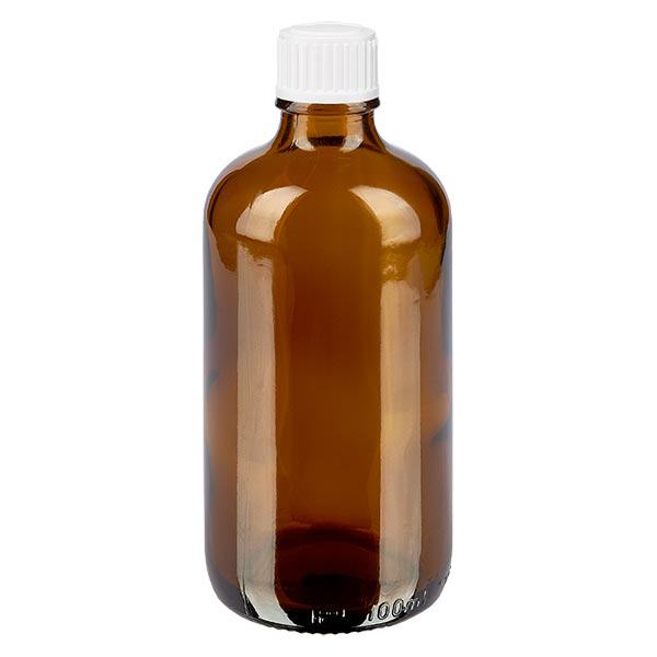 Botella de farmacia marrón 100ml tapón rosca blanco Globuli Standard Botella de farmacia marrón 100ml tapón rosca blanco Globuli Standard