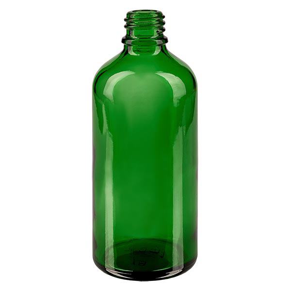 Frasco cuentagotas 100ml DIN 18 anillo vertedor vidrio verde Frasco cuentagotas 100ml DIN 18 anillo vertedor vidrio verde