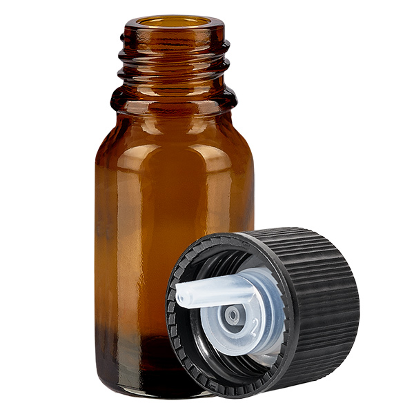 Frasco gotero 10ml 1mm negro cierre estándar BrownLine UT18/10