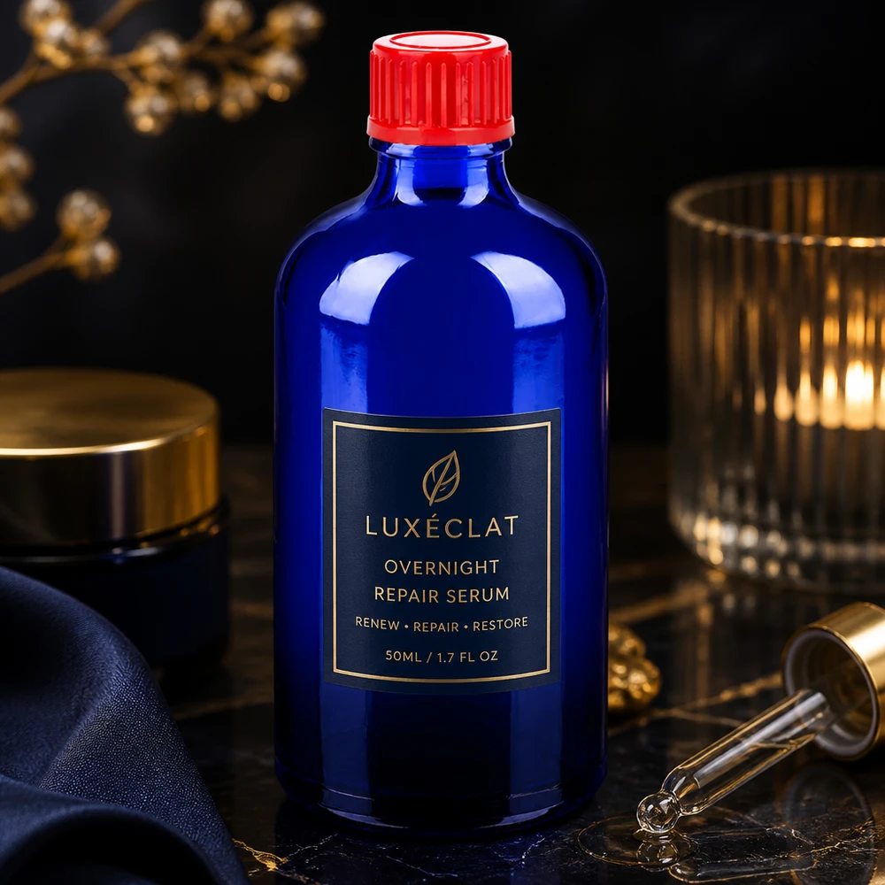 Frasco 100ml 11mm tapón rosca rojo estándar BlueLine UT18/100 Botella de 100 ml de vidrio azul cobalto de alta calidad con protección UV y tapón de rosca rojo de 11 mm