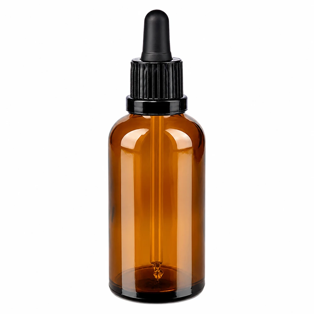 Frasco pipeta 50ml cierre inviolable negro BrownLine UT18/50 Frasco pipeta de 50 ml marrón con tapón negro OV BrownLine UT18/50 para una dosificación precisa