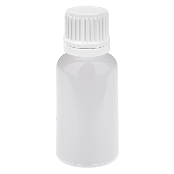 Frasco cuentagotas de 20 ml, 0,7 mm, blanco, tapón de seguridad WhiteLine UT18/20