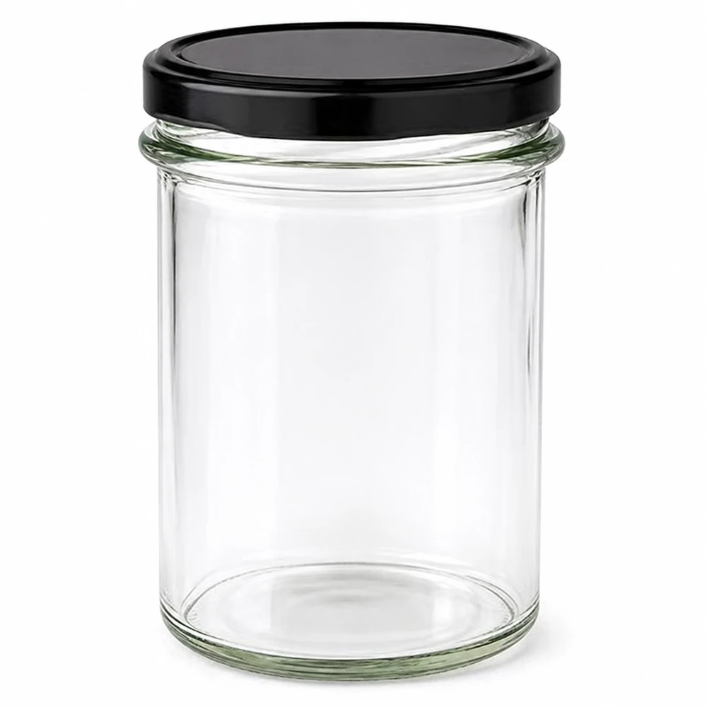 tarro de cristal de 230 ml con tapa negra BasicSeal tarro transparente vacío para conservas tarro de almacenaje