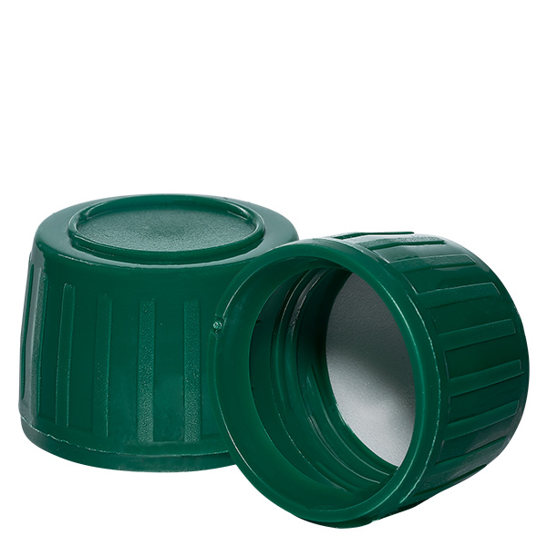 Tapón de rosca verde con anillo de seguridad PP28 ApoGlas Tapón de rosca verde con anillo de seguridad PP28 ApoGlas