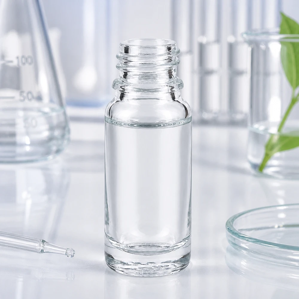 Frasco transparente de ApoGlas de 10 ml con abertura ancha para facilitar el llenado y el vaciado