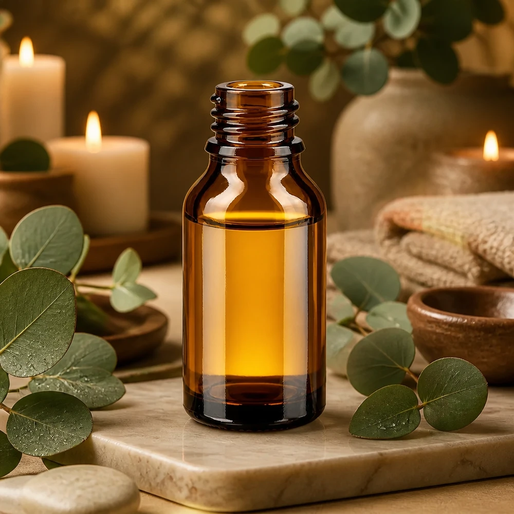 30ml botella de vidrio marrón farmacia forma alta con aceite amarillo aromaterapia ambiente velas eucalipto decoración