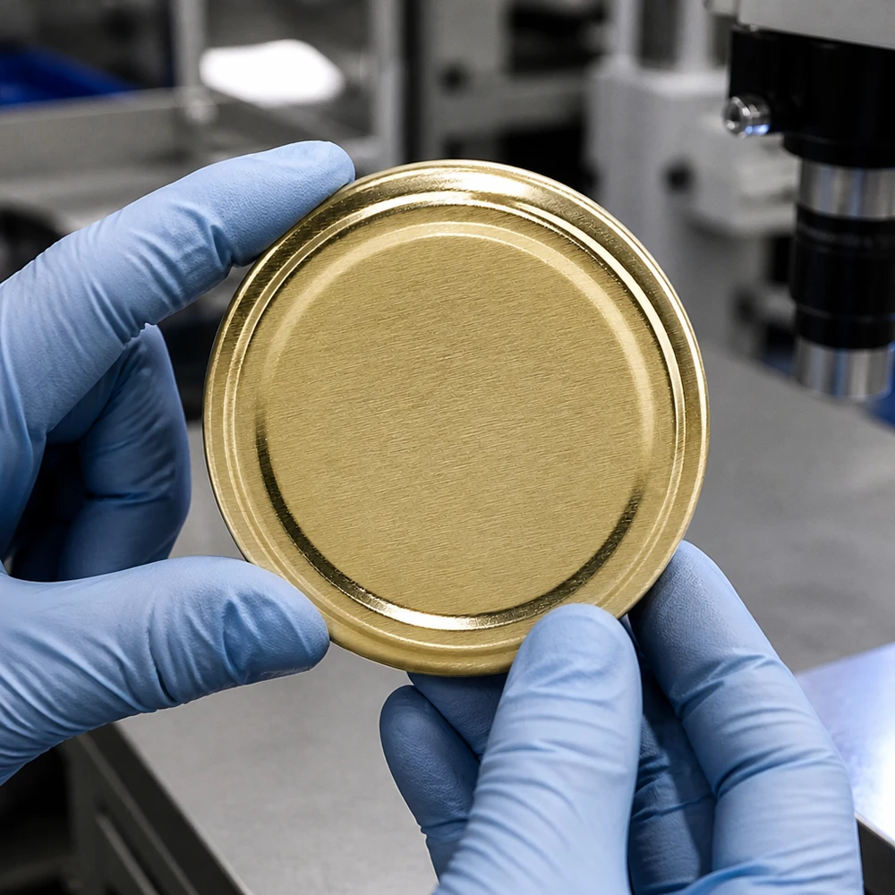 Inspección de laboratorio de la tapa dorada TO66 Twist-Off UNiTWIST BioSeal sin BPA, control de calidad de unitemp