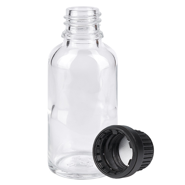 Botella 30ml 11mm tapón rosca negro inviolable ClearLine UT18/30 Botella 30ml 11mm tapón rosca negro inviolable ClearLine UT18/30