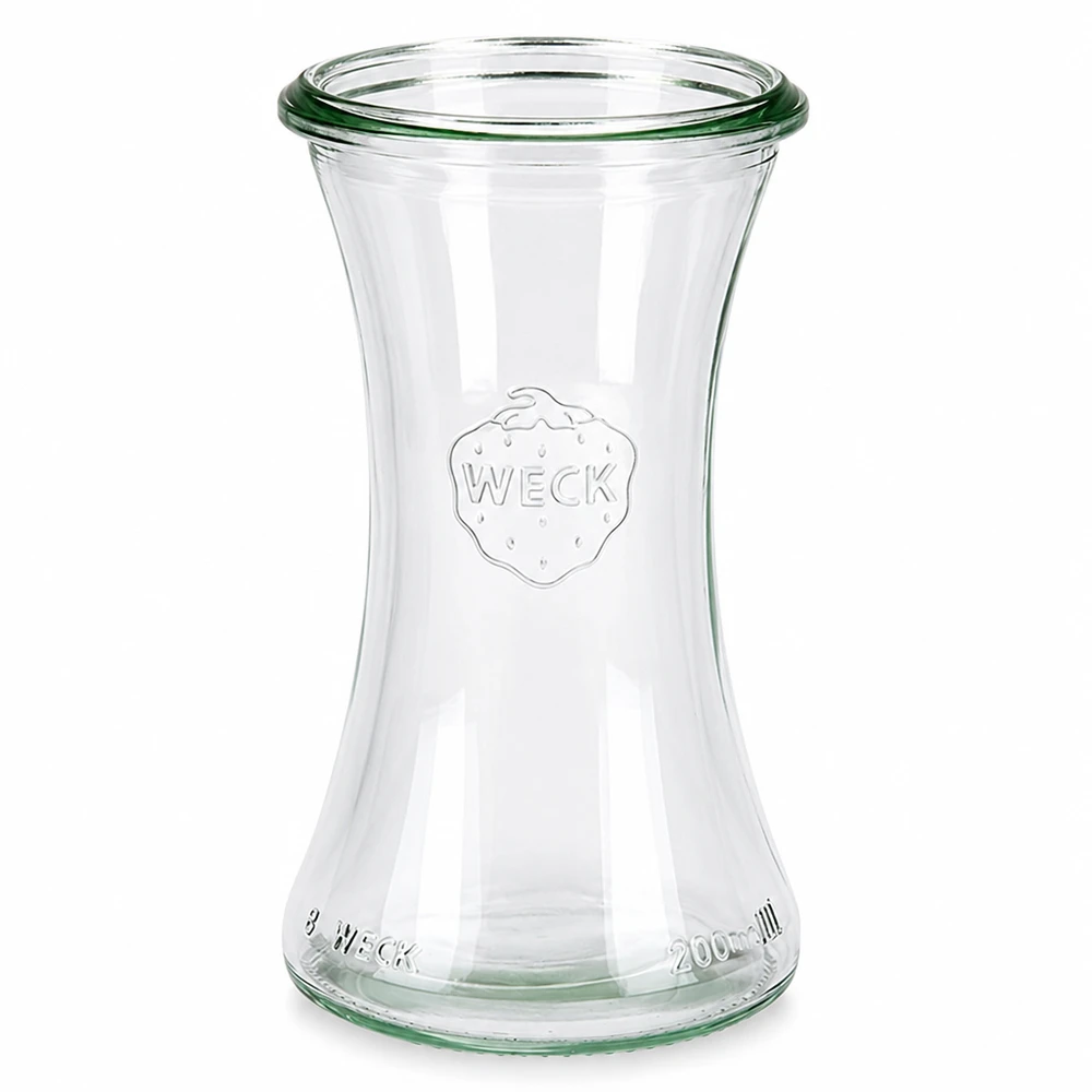 WECK RR60 tarro delicatessen 200ml vacío transparente con logotipo y marca de nivel de llenado para conservar y almacenar