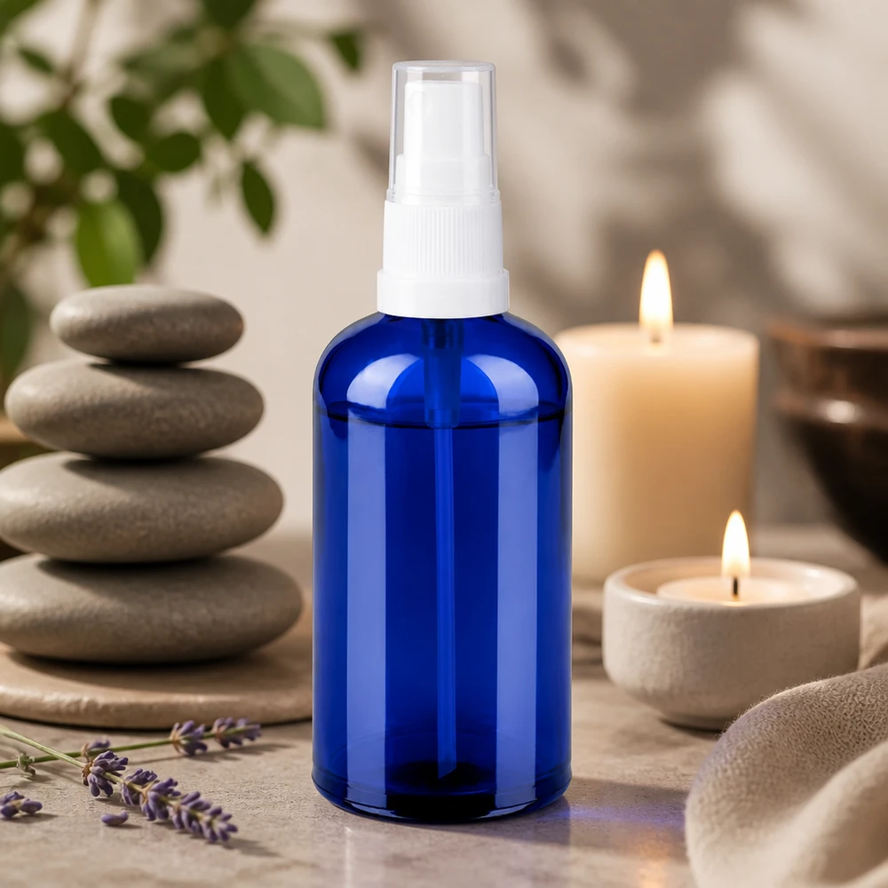 Práctico pulverizador de 100 ml fabricado en vidrio resistente con práctico pulverizador de bomba para el bienestar